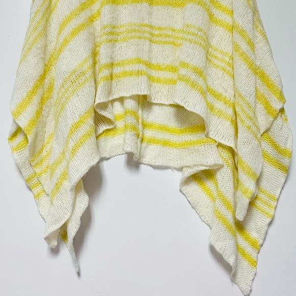Wooden Ships Anthropologie Poncho Sweater Mohair Wool Blend Yellow Stripes S M - Picture 6 of 12